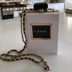 Boutique words, “PARIS” perfume statement bag!